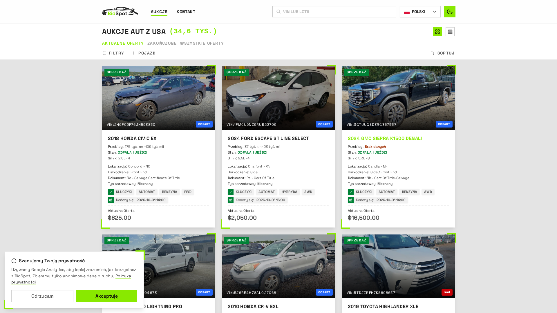 Import, sprowadzenia aut z USA | BidSpot
